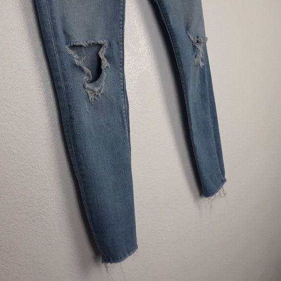 Hudson Women's Natalie Super Skinny Jeans Size 27 Distressed Raw Hem Light Wash - Picture 3 of 16